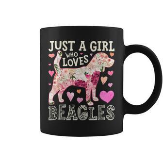 Beagle Just A Girl Who Loves Beagles Dog Flower Women Floral Coffee Mug | Mazezy