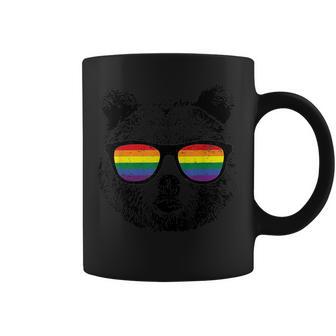 Bear Gay Distressed Rainbow Sunglasses Coffee Mug - Monsterry