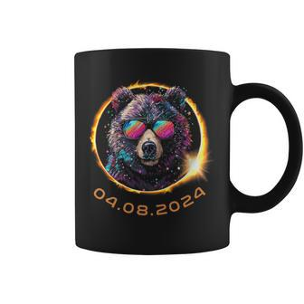 Bear With Sunglasses Total Solar Eclipse 2024 Coffee Mug - Monsterry