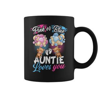Bears Pink Or Blue Auntie Loves You Gender Reveal Coffee Mug - Seseable