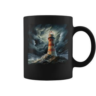 Beatiful Lighthouse In Wild Ocean Waves Lighthouse Coffee Mug - Thegiftio UK