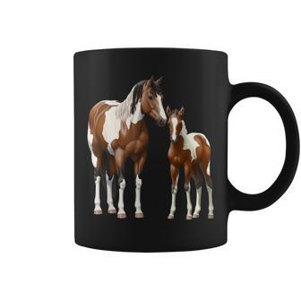 Beautiful Brown Pinto Bay Paint Horse Mare & Foal Coffee Mug - Monsterry DE