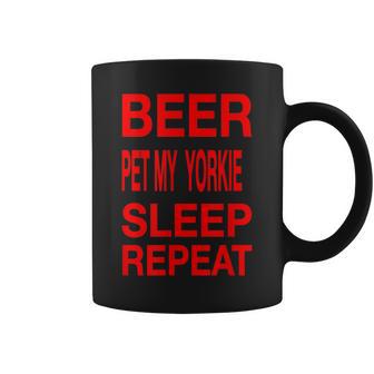 Beer Pet Yorkie Sleep Repeat Red CDogLove Coffee Mug - Monsterry