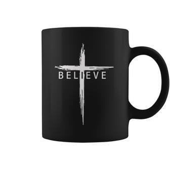 Believe Christian Cross Jesus Christ Christians Vintage Coffee Mug - Seseable