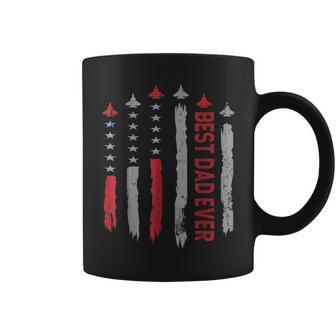 Best Dad Ever Us American Flag Fighter Jet Fathers Day Dad Coffee Mug - Seseable