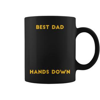 Best Dad Hands Down Fathers Day Hand-Print Coffee Mug - Monsterry AU