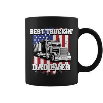 Best Truckin Dad Ever Big Rig Trucker Father's Day Vintage Coffee Mug - Monsterry