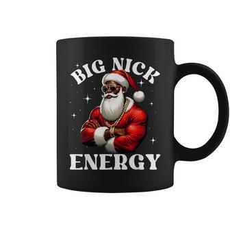 Big Nick Energy African American Santa Claus Christmas Black Coffee Mug | Mazezy