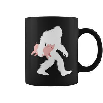 Bigfoot Carrying Pig Cryptid Swine Sasquatch With Hog Coffee Mug | Mazezy