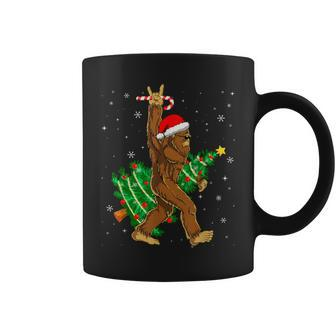Bigfoot Christmas Tree Lights Xmas Boys Sasquatch Lovers Coffee Mug - Seseable