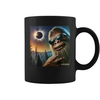 Bigfoot Glasses Taking A Selfie With Solar 2024 Eclipse Coffee Mug | Mazezy