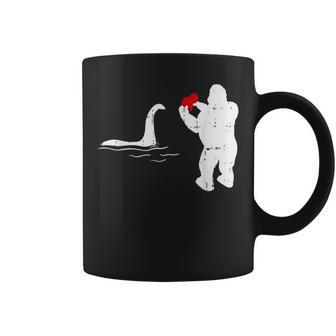 Bigfoot Loch Ness Valentines Day Cool V-Day Pajama Coffee Mug - Monsterry DE