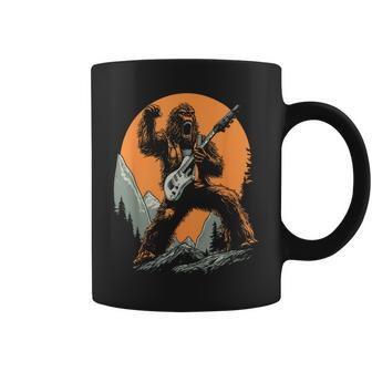 Bigfoot Playing Electric Guitar Sasquatch Rocker Coffee Mug - Monsterry CA