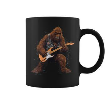 Bigfoot Playing Electric Guitar Rock Music Band Sasquatch Coffee Mug | Mazezy