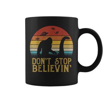 Bigfoot Riding Loch Ness Monster Don't Stop Believin' Coffee Mug - Monsterry AU