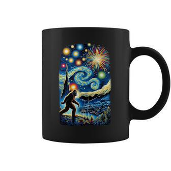 Bigfoot Sasquatch July 4Th Van Gogh Starry Night Fireworks Coffee Mug - Monsterry UK