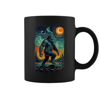 Bigfoot Starry Night Sasquatch Van Gogh Sky Painting Coffee Mug - Thegiftio UK