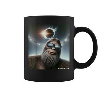 Bigfoot Taking A Selfie Solar 2024 Eclipse Wearing Glasses Coffee Mug - Monsterry