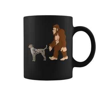 Bigfoot Walking Catahoula Leopard Dog Ufo Believer Coffee Mug - Monsterry