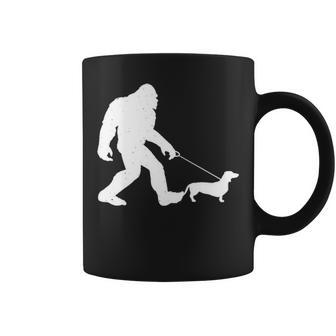 Bigfoot Walking Dachshund Wiener Dog Gif Coffee Mug | Mazezy
