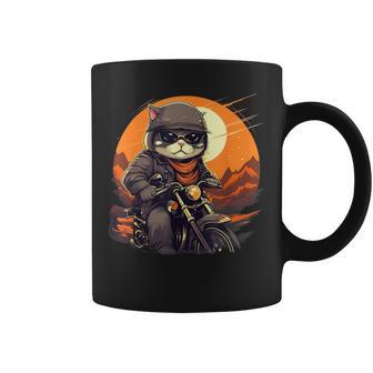 Biker American Shorthair Cat Riding Motorcycle Coffee Mug - Monsterry DE