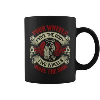Biker Dad Fathers Day Motorcycles Two Wheels Move Soul Coffee Mug - Monsterry CA