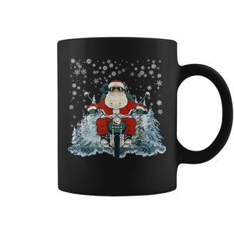Biker Santa Claus On Motorcycle Christmas Biking Ride Coffee Mug - Monsterry