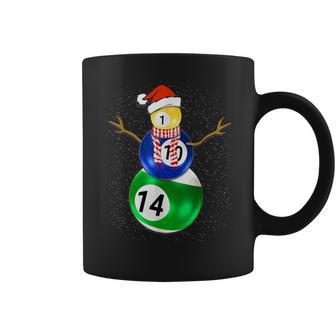 Billiards Christmas Snowman With Pool Table Balls Coffee Mug | Mazezy