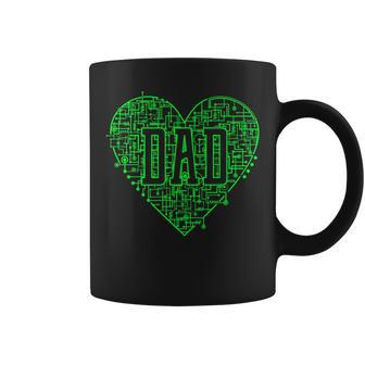 Binary Ai Computer Circuit Green Electric Heart Game Dad Coffee Mug - Monsterry