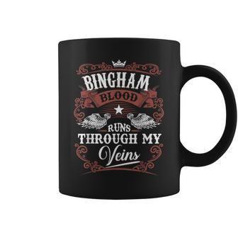 Bingham Blood Runs Through My Veins Vintage Family Name Coffee Mug - Monsterry UK