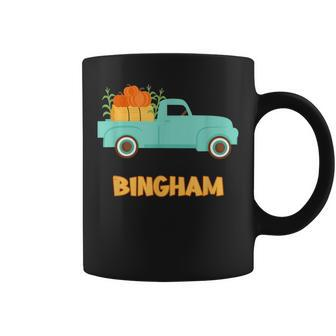 Bingham Custom Last Name Family Pumpkins Thanksgiving Coffee Mug - Monsterry DE