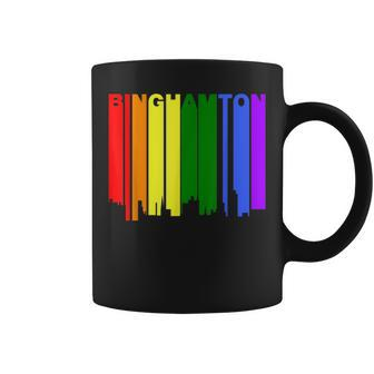 Binghamton New York Lgbtq Gay Pride Rainbow Skyline Coffee Mug - Monsterry