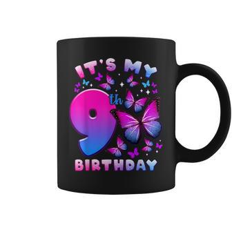 Birthday Girl 9 Year Old Butterfly Number 9 Coffee Mug - Thegiftio UK