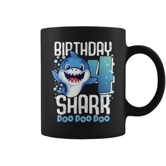 Birthday Shark 4Th Birthday Boy Shark 4 Years Shark Coffee Mug - Monsterry