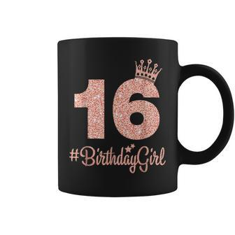 Birthdaygirl Sweet Sixn 16Th Pink Crown For Girl Coffee Mug - Seseable
