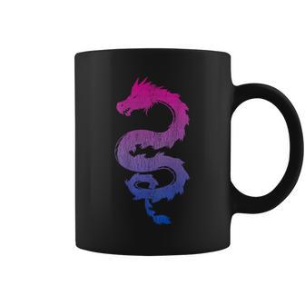 Bisexual Japanese Dragon Bi Pride Flag Colors Back Coffee Mug - Monsterry AU