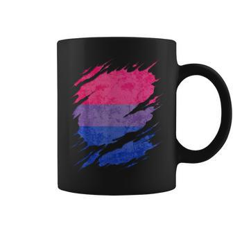 Bisexual Pride Flag Ripped Reveal Coffee Mug - Monsterry
