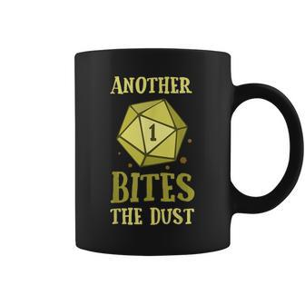 Bites The Dust Dungeon Gamer Dice Rolling Boss Dragon Coffee Mug | Crazezy