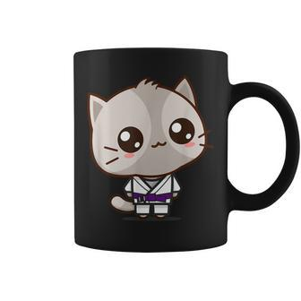 Bjj Brazilian Jiu Jitsu Purple Belt Kawaii Cat Coffee Mug - Monsterry CA