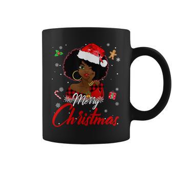 Black African Girl American Melanin Christmas Santa Hat Xmas Coffee Mug - Monsterry AU