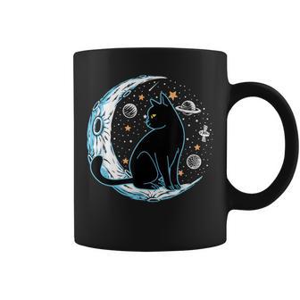 Black Cat Crescent Sailor-Moon Phases Astrology Pet Lover Coffee Mug | Seseable UK