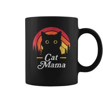 Black Cat Mom Mama Retro Wildlife Happy Mother's Day 2024 Coffee Mug - Seseable