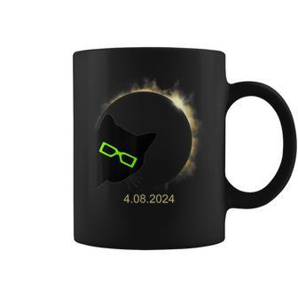 Black Cat Wearing Solar Eclipse Glasses 2024 Solar Eclipse Coffee Mug - Monsterry AU