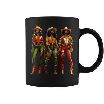 Black Cowgirl Western Rodeo Junenth Freedom Texas Women Coffee Mug - Seseable