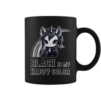 Black Is My Happy Color Goth Girl Emo Gothic Unicorn Coffee Mug - Thegiftio UK
