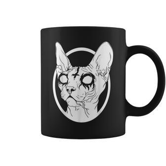 Black Metal Sphynx Cat I Goth And Death Metal Coffee Mug - Monsterry