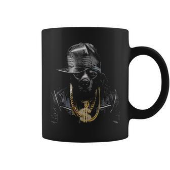 Black Pit Bull Rapper As Hip Hop Artist Dog Coffee Mug | Mazezy