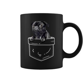 Black Pug In Pocket Cute Dog Lover Coffee Mug - Monsterry