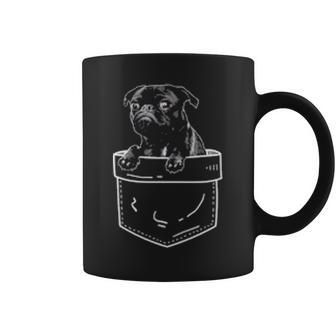 Black Pug In Pocket Cute Dog Lover Coffee Mug | Mazezy UK