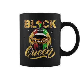 Black Queen African Pan Flag Sexy Lips Drip Melanin Pride Coffee Mug - Monsterry DE